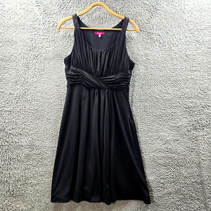 Vintage Diana Ferrari Womens A-line Dress Size 14 Black Stretch Knit Ruched - Picture 1 of 14