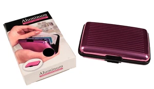 Aluminum Credit Card Wallet Pink Metallic RFID Blocking NEW - Picture 1 of 4