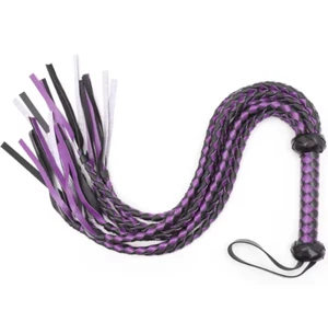 LEATHER fetish WHIP with large weave (Flogger Spanking) BDSM - Picture 1 of 4