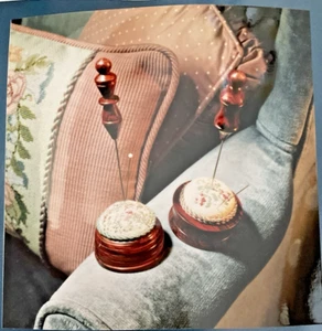 Creative Needle Pin Cushion Wooden Base with Laying Tool No Chart New - Picture 1 of 6
