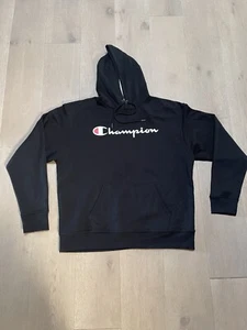 Champion Mens XL Authentic Black Center Logo Sweatshirt Hoodie Athleticwear - Picture 1 of 7