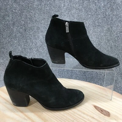 Ivanka Trump Boots Womens 8 M Ankle Booties Heels Side Zip Black Suede Round Toe - Image 1 of 4
