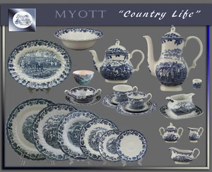 Myott "Country Life" Teile zur Wahl: teller platte schüssel england blau - Bild 1 von 54