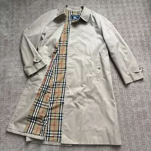 Burberry VTG Trench Coat Sz 42 Long Beige Nova Check Plaid Preppy Classic *READ* - Picture 1 of 13
