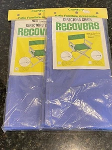 Vintage (2) Crawford Director's Chair Recover Covers Blue Fabric NEW - Picture 1 of 8