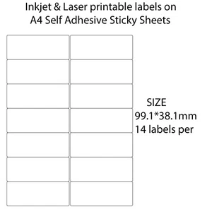 Self Adhesive Address Mailing Labels, Inkjet Printers, 14 Labels per A4 Sheet - Picture 1 of 1