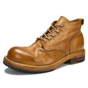 Retro Men's Lace Up Real Leather Ankle Boots Handmade Work Shoes British Western - Picture 1 of 23