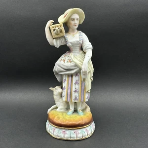 Antique ROYAL VIENNA Porcelain SHEPHERDESS Figurine Woman Sheep Bird AUSTRIA - Picture 1 of 16