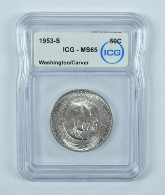 1953-S Washington Carver Commemorative Half Dollar MS65 ICG *7030 - Image 1 of 4
