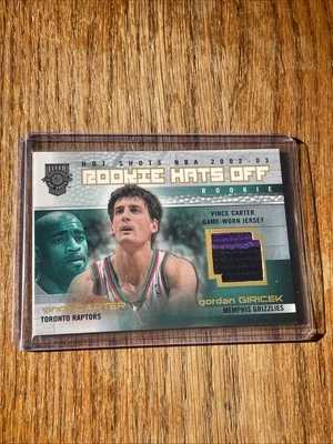 Gordon Giricek Fleer 2002-03 Rookie Hats Off Vince Cater Game Worn Jersey /350 - Image 1 of 4