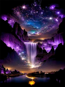 Kit Arte Diamante Paesaggio Cascata per Adulti,5D Kit Pittura Diamante per Beg - Foto 1 di 7