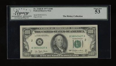 DBR 1977 $100 FRN New York Fr. 2168-B Legacy 53 Serial B38045427A - Image 1 of 2