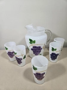Vintage 50er Jahre Bartlett Collins Wasserkrug Set Saftgläser mattiert Gay Modeerscheinung - Bild 1 von 8