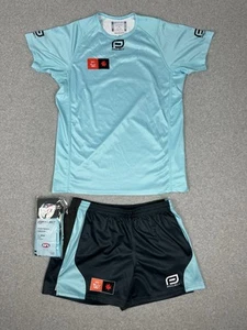 AFL Umpire Issue Full Match Day Kit Shirt Shorts & Socks All Size M Blue & Grey - Picture 1 of 12