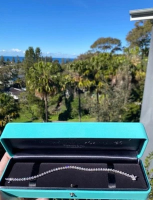 Authentic 40K aud Tiffany & Co Victoria platinum diamond tennis bracelet 3.08 - Image 1 of 4