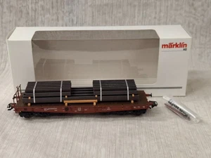 Coche plano pesado italiano Marklin escala Ho 48673 6 ejes con vigas de acero caja de carga - Imagen 1 de 11