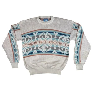 Pendleton Vtg High Grade Western Wear Sweater Mens L Navajo Aztec Cotton HTF 80s - Picture 1 of 11