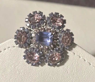 Liz Palacios Vintage 80's Pink & Purple Swarovski Crystal Flower Brooch~EUC! - Image 1 of 4