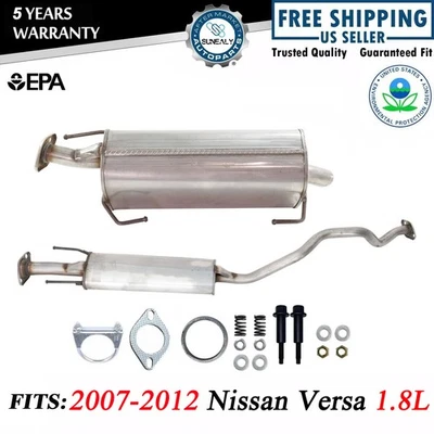 Fits: 2007-2012 Nissan Versa 1.8L Hatchback Sedan Resonator Pipe & Rear Muffler - Image 1 of 4