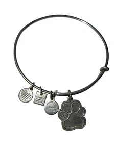 Alex and Ani Silver Dog Paw Print Charm Dangle Bracelet - Good - Picture 1 of 3