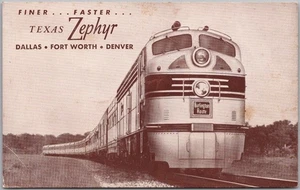 1940s BURLINGTON ROUTE RAILROAD Train Advertising Postcard "TEXAS ZEPHYR" Unused - Picture 1 of 2