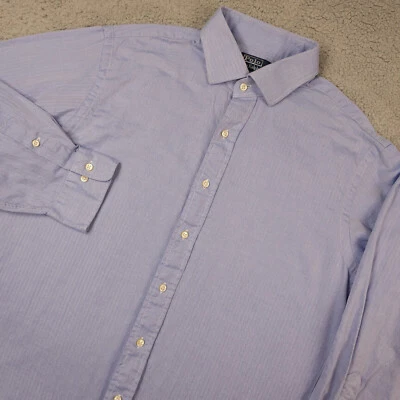 Camisa Polo Ralph Lauren Hombres 17 Azul Espiga Rayas Regente Calce Clásico Oficina Foto 1 de 4