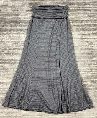 New Directions Dress Womens Small Gray Striped Strapless Long Polyester Blend - Image 1 of 4