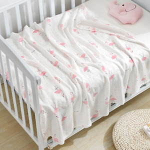 Soft Bamboo and Cotton Muslin Flamingo Print Swaddle Blanket