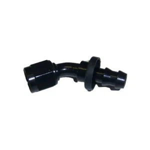 3/8 BARB TO 6AN FEMALE FUEL ADAPTER 45 DEGREE BLACK - Picture 1 of 1