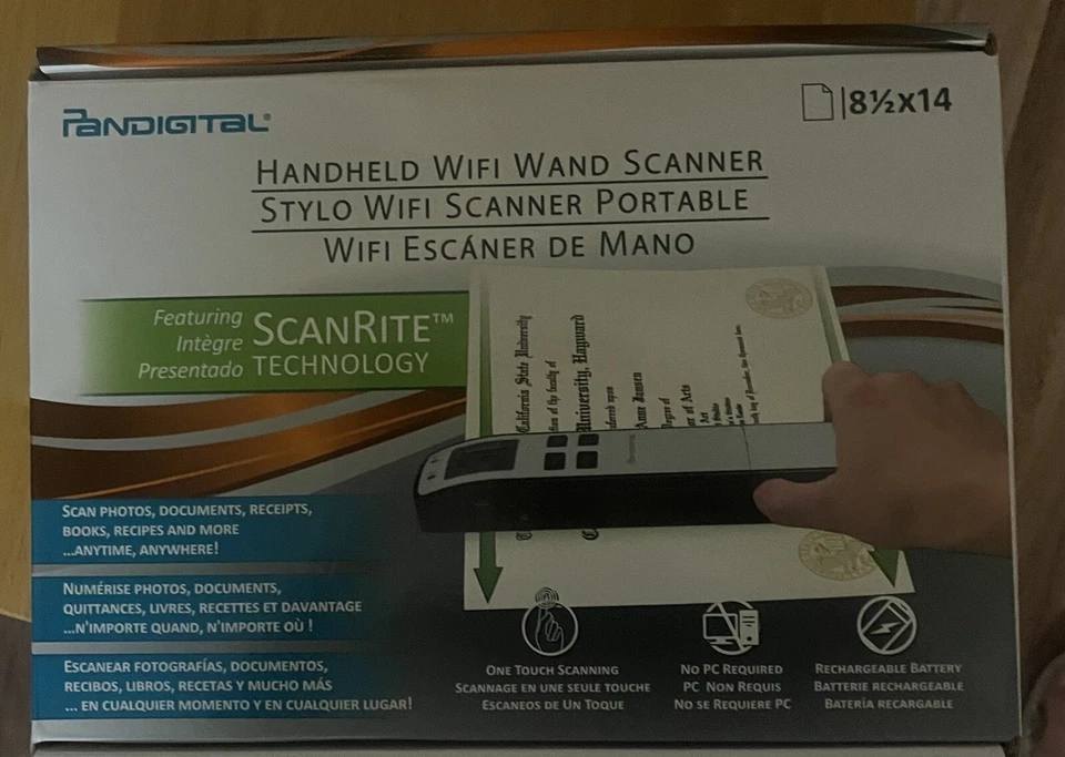 Pandigital S8X1102BE Handheld WiFi Wand Scanner 8.5"x14" BLUE - BRAND NEW! - Image 1 of 2