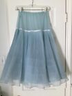 Women's 1950s Vintage Celadon Petticoat Skirt Bridal Underskirt Half Slip LG
