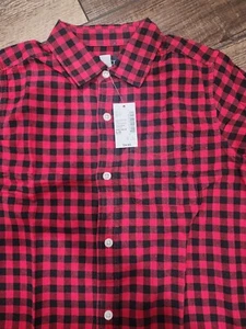 The Children's Place Plaid Button Up Shirt Boys Size Large 10-12 Red Black - Picture 1 of 6