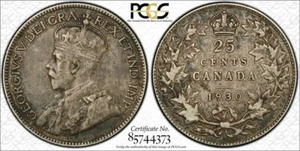 1930 SILVER QUARTER PCGS VF 30 CANADA - Bild 1 von 3