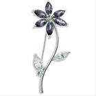 Sterling Silver Amehtyst CZ Flower Pin