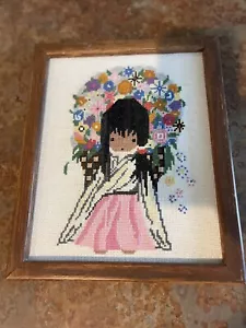 La ragazza dei fiori fatta a mano" Goccia DeGrazia ""Arte incorniciata - Foto 1 di 3