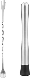 10" Stainless Steel Cocktail Muddler and Bar Spoon Set, Cocktail Mixing Tools - Picture 1 of 7