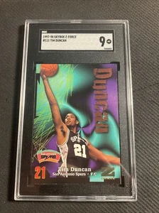 1997-98 Skybox Z-Force Tim Duncan Spurs Rookie RC SGC 9 MT - Picture 1 of 2