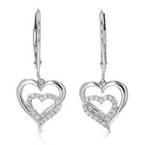 1/8 cttw Lab Created Diamond Dangle Earrings 925 Sterling Silver Prong 1 Inch - Picture 1 of 7