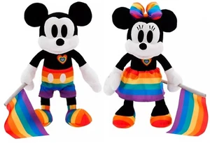 Nuevo 2 juguetes de peluche suaves medianos Pride 35,5 cm Mickey Minnie Mouse Disney Store 2024 PRIDE - Imagen 1 de 8
