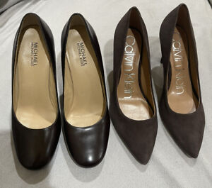 Tow Pairs Of Women Heels Brand Name Calvin Klein And Michael Kors Brown Size 8