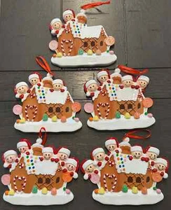 Gingerbread House Family of 2 3 4 5 or 6 Personalizable Ornament - Picture 1 of 6