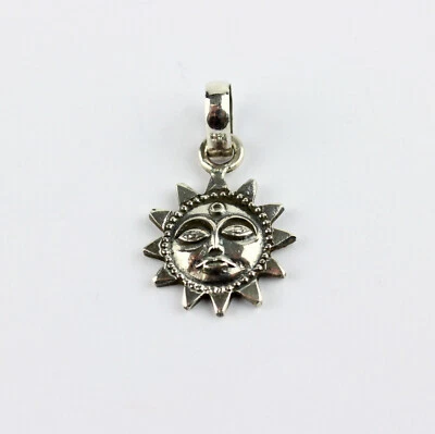 Sole Rimorchio Vero 925 Ciondolo IN Argento Medaglione Yoga Portafortuna Heilen - Immagine 1 di 4