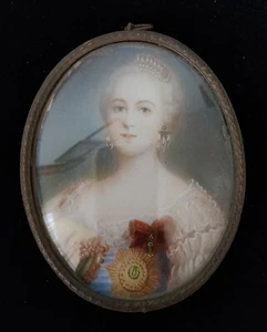 Josephine Bonaparte? María Antonieta? Retrato miniatura ovalada ~ firmado Gallio - Imagen 1 de 8