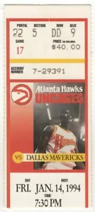 1994 ATLANTA HAWKS vs DALLAS MAVERICKS ticket stub DOMINIQUE WILKINS 1/14/94 - Picture 1 of 2