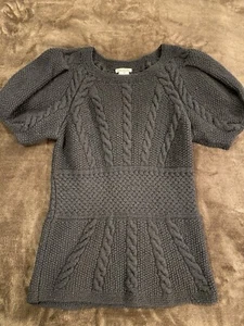 Oscar de la Renta Black Sweater Short Sleeve 100% Cashmere Size L - Picture 1 of 4