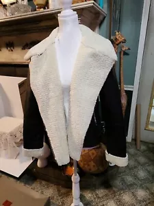 Tree of Life Sherpa Jacke Damen XL Kunstleder Penny Lane Wasserfall SCHWARZ - Bild 1 von 6