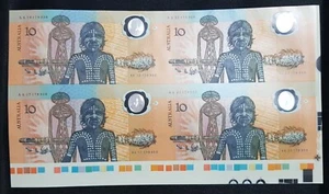 AUSTRALIA $10 Bicentenary Uncut Block of 4 SELVAGE BORDERS TRAFFIC LIGHTS RAR - Picture 1 of 12