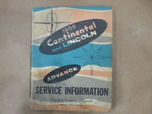 1958 CONTINENTAL & LINCOLN SERVICE  MANUAL ORIGINAL SE-723-58 - Picture 1 of 7