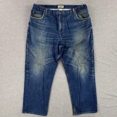 L.L. Bean 42x30 Comfort Waist Blue Jeans Faded Broken In Quality Denim Work Pant - Image 1 of 4