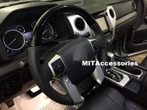 TOYOTA TUNDRA 2014-2021 BLACK PIANO wood look Genuine leather steering wheel - Bild 1 von 6
